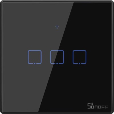 SONOFF SWITCH DA MURO TOUCH NERO WIFI + RF 433 SONOFF T3 EU TX 3CH